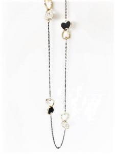 Rose Gold Plated Necklace with Gorgeous Czech Crystal and Black Hearts